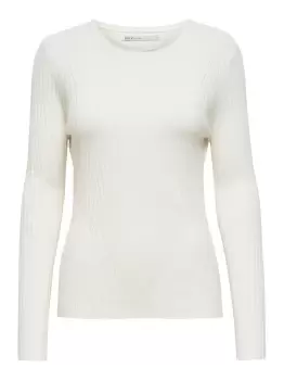 Image of ONLY Long Sleeved Rib Pullover Women White
