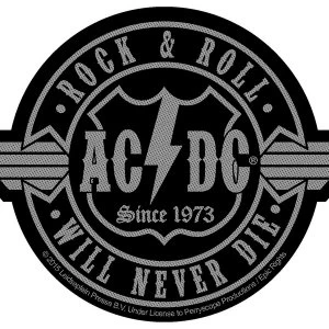 Image of AC/DC - Rock N Roll Will Never Die Cut-Out Standard Patch