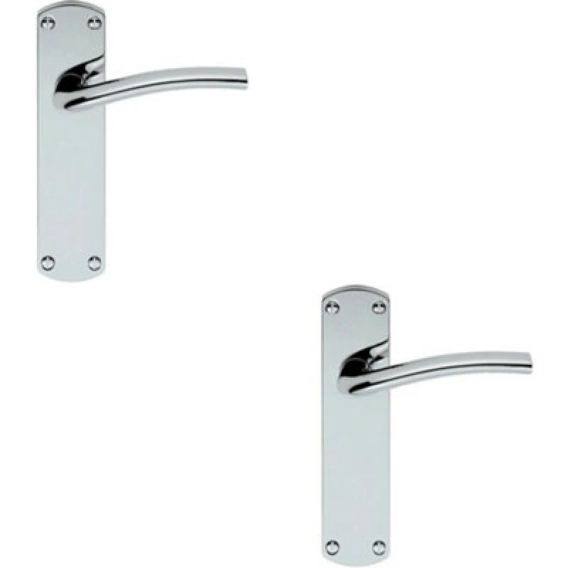 Image of Loops 2x Rounded Curved Bar Handle on Latch Backplate 170 x 42mm Polished Chrome Multi
