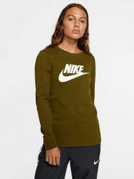 Image of Nike Nsw Essentials Icon Futura Long Sleeve Top - Olive