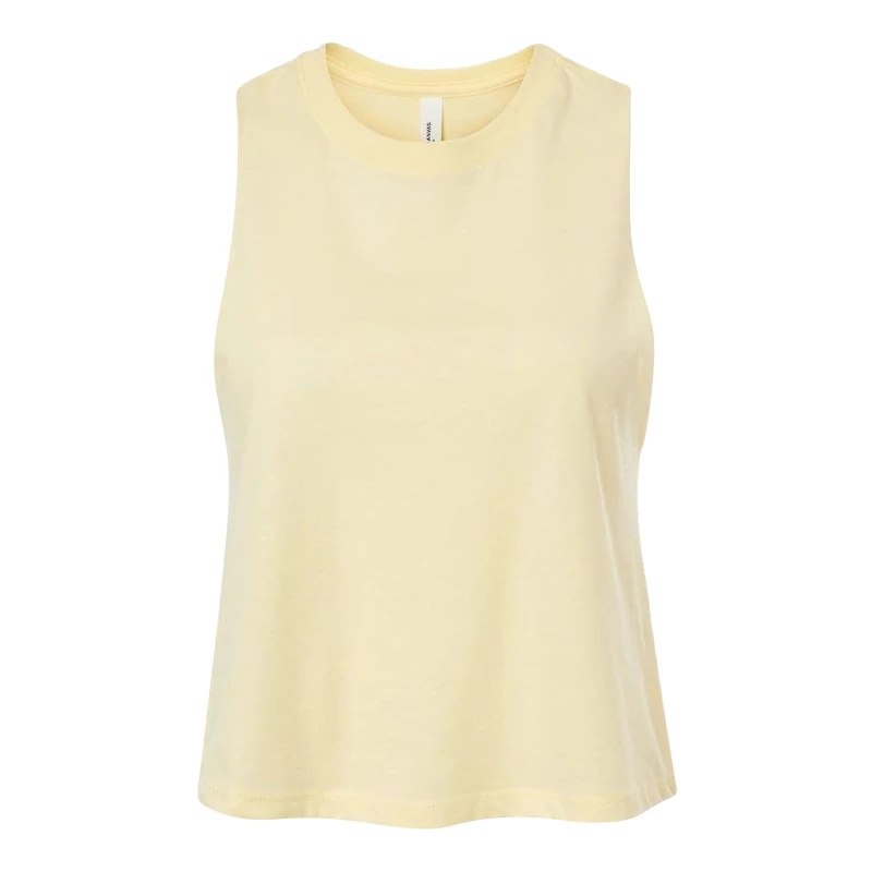 Image of Bella + Canvas Womens Racerback Cropped Sleeveless Tank Top in Yellow Size: Small Yellow Female S