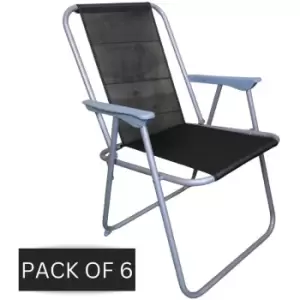 Image of Samuel Alexander - 6 x Foldable Garden Chairs Fixed position garden chairs with grey frame and Black fabric