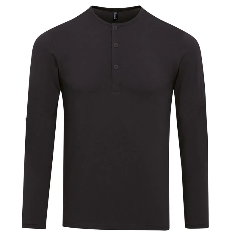 Image of Premier Premier Men Long John Roll Sleeve Tee in Black Size: X-Small Black XS Male 5057819930092