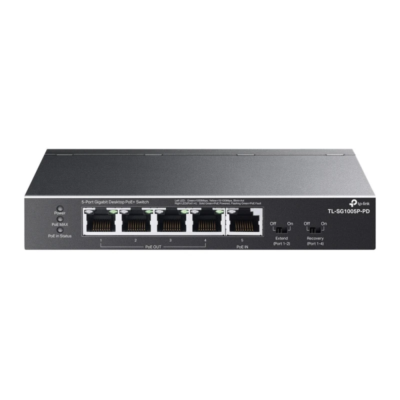 Image of TP Link TL-SG1005P-PD network switch Gigabit Ethernet (10/100/1000) Power over Ethernet (PoE) Black TL-SG1005P-PD