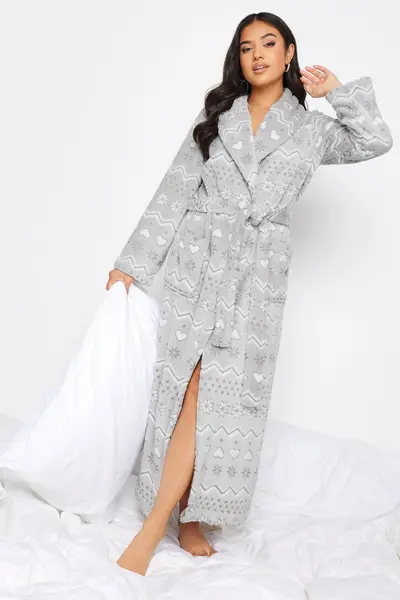 Image of Petite Fairisle Shawl Dressing Gown