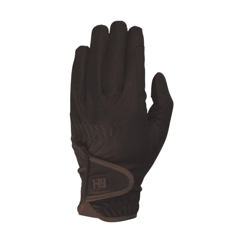 Image of Hy5 PU Cottenham Elite Riding Gloves in Brown Size: XS Brown Unisex XS