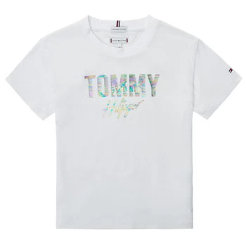 Image of Tommy Hilfiger SAMIA Girls Childrens T shirt in White - Sizes 8 years,10 years,12 years,14 years,16 years