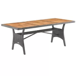 Image of Polyrattan Garden Table Takeo Grey Acacia 190x90x74cm