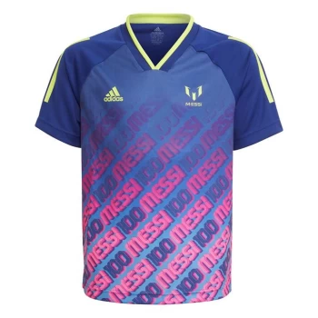 Image of adidas AEROREADY Messi Football-Inspired Iconic Jersey Ki - Victory Blue / Semi Solar Yell