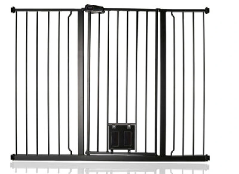 Image of Bettacare Pet Gate With Lockable Cat Flap, 126.7Cm - 134.3Cm, Black, 104Cm In Height
