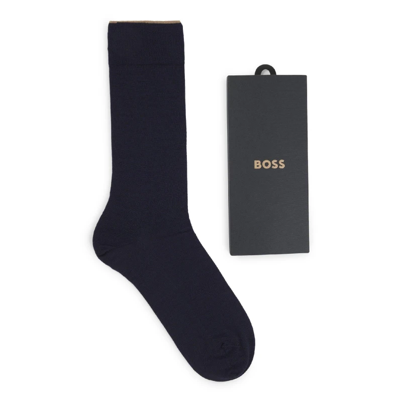 Image of Boss Mens Rs Cashmere Silk Ankle Socks Dark Blue male Mens 12+