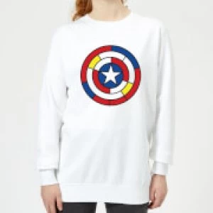 Image of Marvel Captain America Stained Glass Shield Womens Sweatshirt - White - S
