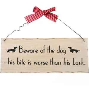 Image of Beware Of The Dog Hanging Sign