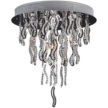 Image of Linea Verdace Ale Glass & Crystal Ceiling Light Chrome