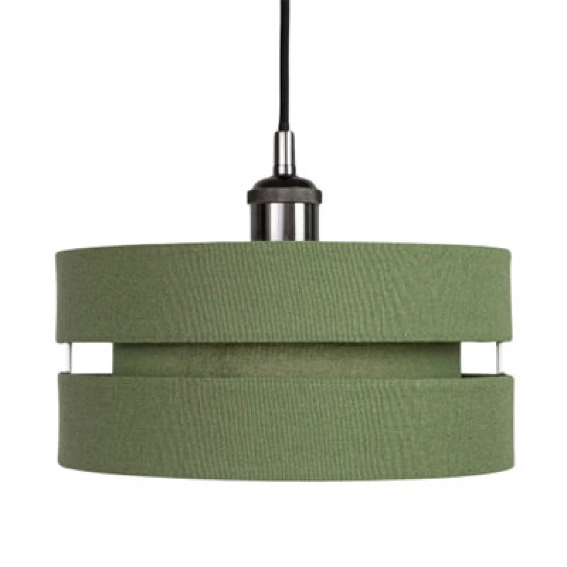 Image of Happy Homewares Contemporary Olive Green Linen Fabric Triple Tier Ceiling Pendant Light Shade