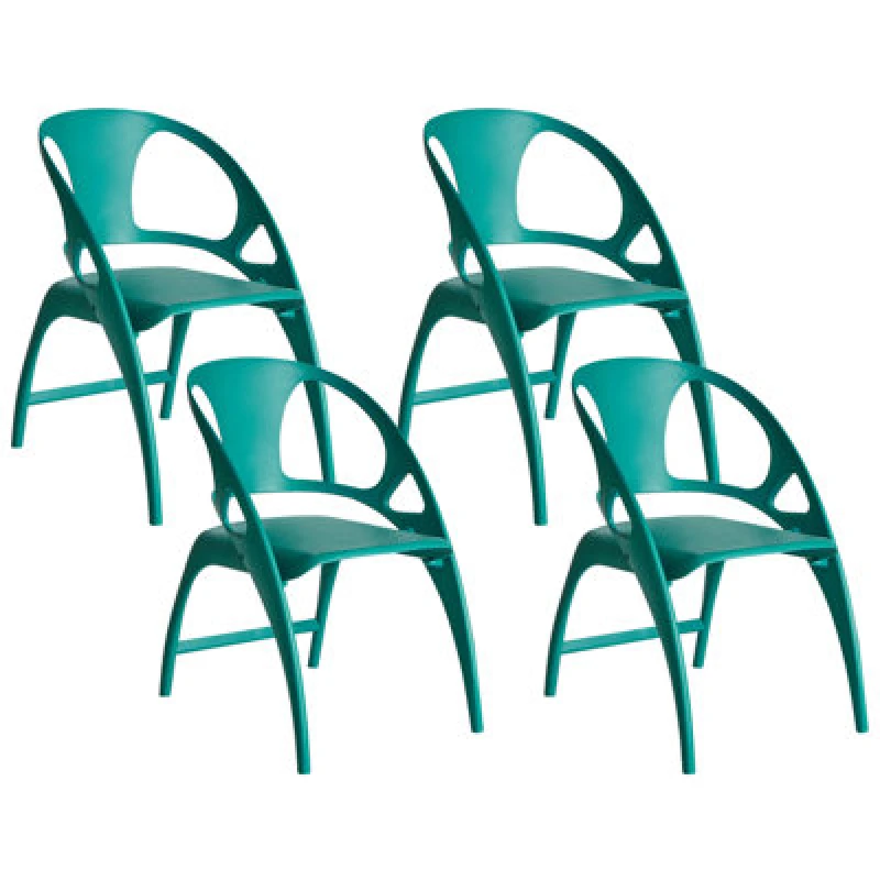 Image of Beliani Set Of 4 Garden Chairs Nemi Folding Teal