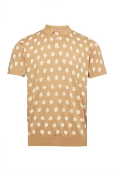 Image of Mens French Connection Superfine Hibiscus Dot Knit Polo Shirt Yellow