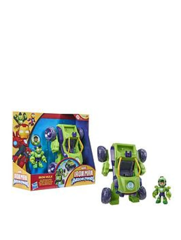 Image of Iron Man and His Awesome Friends Marvel Iron Hulk 2-In-1 Mech Suit & Vehicle Action Figure & Toy Vehicle Pequeno Hulk Mech