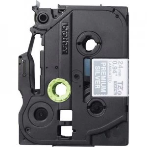 Image of Labelling tape Brother TZe-PR955 Tape colour: Silver Font colour:White 24mm 8 m