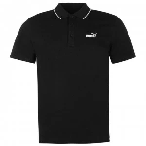 Image of Puma No 1 Logo Pique Polo Shirt Mens - Black/White
