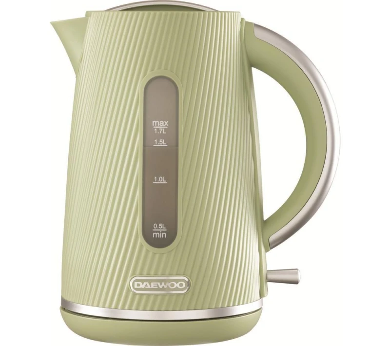 Image of Daewoo Daewoo 3000W 'Cascade' Fast Boil Electric Kettle Modern Ribbed Matt Finish in Pale Green Size: Medium Pale Green Medium Unisex 5024996984071