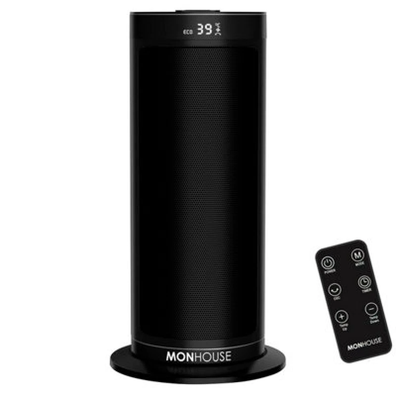 Image of MONHOUSE 2000W Energy Efficient Electric PTC Portable Heater 12H Timer - 40cm in Black Unisex