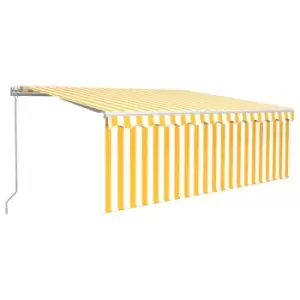 Image of Vidaxl Manual Retractable Awning With Blind&led 4.5X3M Yellow & White