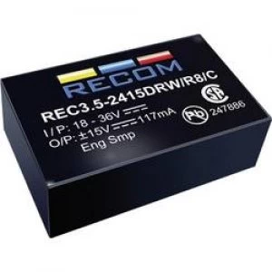Image of RECOM REC3.5 0512SRWR10A REC3.5 0512SRWR10A 3.5W DCDC Converter REC3.5 0512SRWR10A 4.5 9 Vdc 12 Vdc 290 mA 3 W