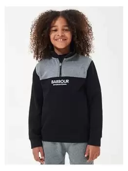 Image of Barbour International Boys Circuit Half Zip Sweat Top - Black, Size 8-9 Years