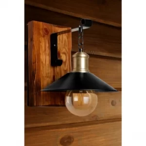 Image of Alk?m ceviz metal ba?l?kl? aplik Black Brown Wall Lamp