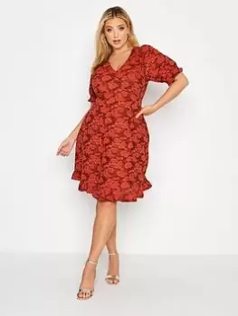 Image of Yours V Neck Dress Floral, Red, Size 20, Women