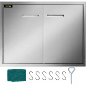Image of VEVOR Double Access Door 83Wx58H cm Outdoor Kitchen Door Brushed Stainless Steel Outdoor Cabinets with Hooks Steel Access Door Easy to Install BBQ Doo
