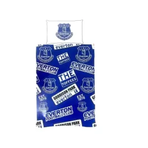 Image of Everton FC Patches Duvet Set (Single) (Blue/White)