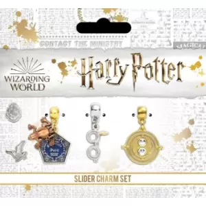 Image of Harry Potter Silver Plated Charm Set - Chocolate Frog/Glasses & Lightning Bolt/Time Turner