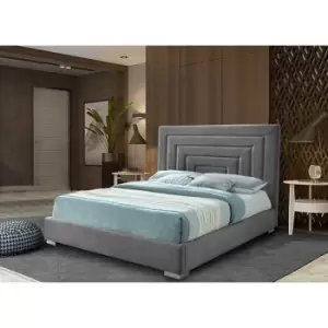 Image of Lisso Upholstered Beds - Plush Velvet, Double Size Frame, Steel - Steel