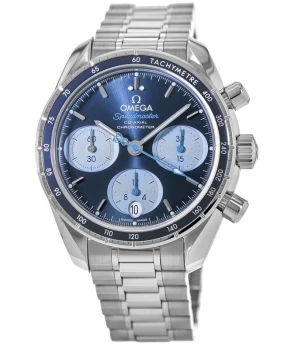 Image of Omega Speedmaster Co-Axial Chronograph 38mm Blue Dial Orbis Steel Mens Watch 324.30.38.50.03.002 324.30.38.50.03.002
