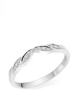 Image of Beaverbrooks 18Ct White Gold Diamond Shaped Wedding Ring