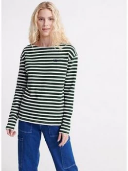 Image of Superdry Blair Stripe Top - Green, Size 10, Women