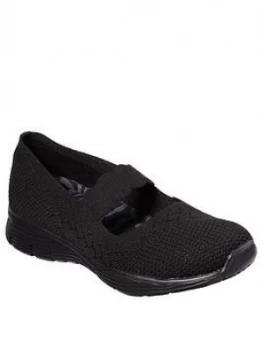 Image of Skechers Seager Power Hitter Plimsolls - Black, Size 5, Women