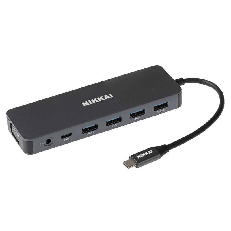 Image of Nikkai USB-C Multiport Hub to 2x USB-C / 4x USB-A / 2x HDMI / Gigabit