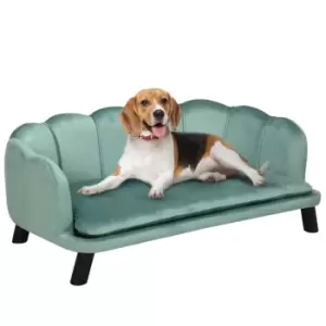 Image of PawHut Dog Sofa, Pet Couch Bed for Medium, Large Dogs, with Legs, Cushion - Green