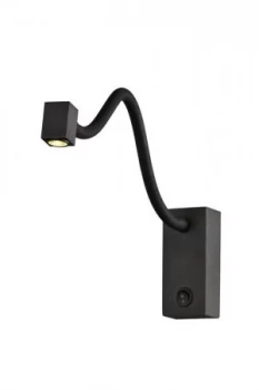 Image of Wall Lamp , Reader 1L 3W LED Square Head Spot, 3000K, 135lm, Round Base Matt Black