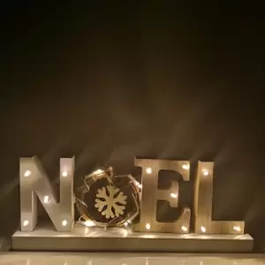 Image of Samuel Alexander - Battery Operated LED Wooden Noel Christmas Sign Decoration with Snowflake