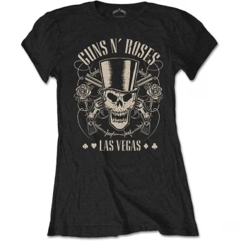 Image of Guns N' Roses - Top Hat, Skull & Pistols Las Vegas Womens X-Large T-Shirt - Black