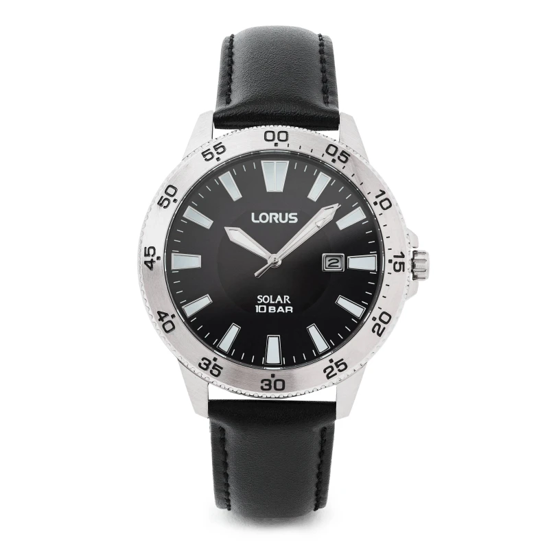 Image of Lorus RX347AX9 Sports Solar 100m (43mm) Black Sunray Dial / Watch