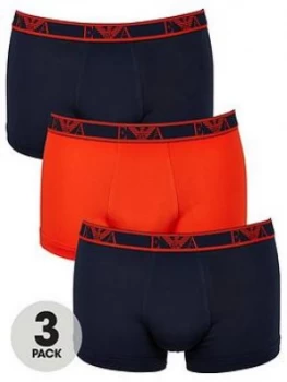 Image of Emporio Armani 3 Pack Trunks Navy/Orange Size L Men