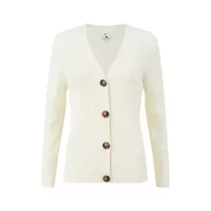 Image of Yumi Cream Ribbed Knitted Cardigan - Cream