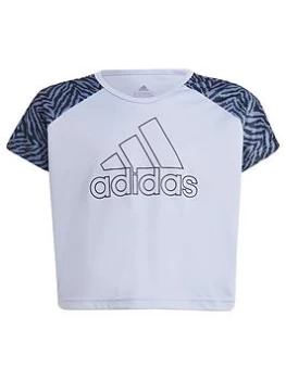 Image of adidas Junior Girls Seas T-Shirt - Purple/Navy, Purple/Navy, Size 7-8 Years
