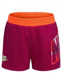 Image of Nike Younger Girls Printed Shorts - Purple, Purple, Size 6-7 Years