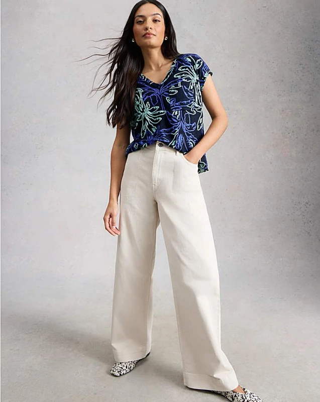 Image of White Stuff White Stuff Iris Tee Navy Print - White Stuff - Size: 10 Navy Print Female 10 ZD53501